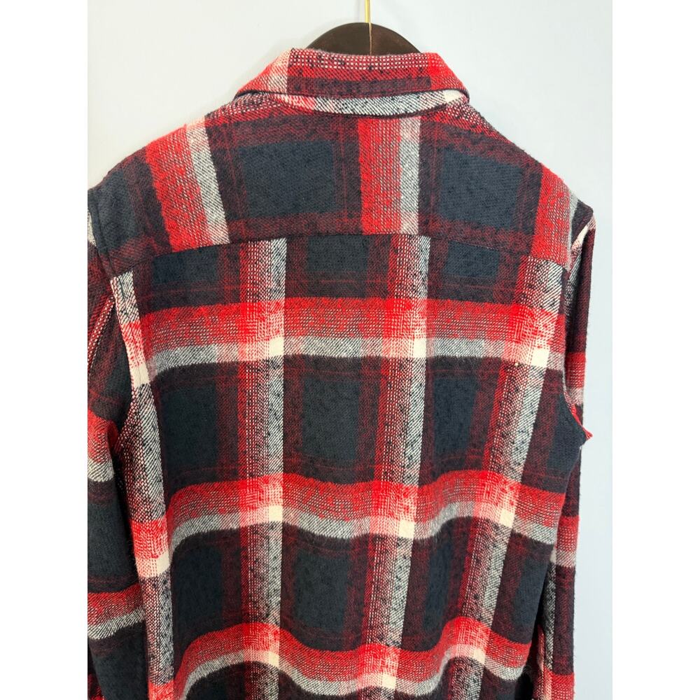 John Varvatos Farron Wool Flannel Plaid Button-Up Long-Sleeve Shirt Sz M - Picture 7 of 12